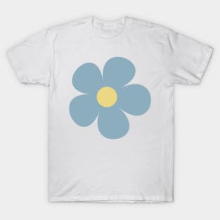 cute muted blue gray retro flower T-Shirt